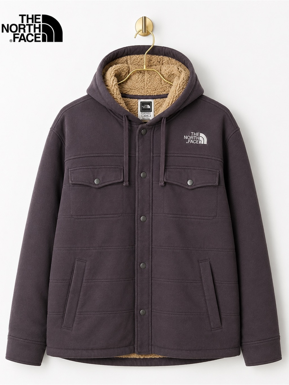 The North Face Men’s Sherpa Lined Hooded Snap Jacket Charcoal Size XL